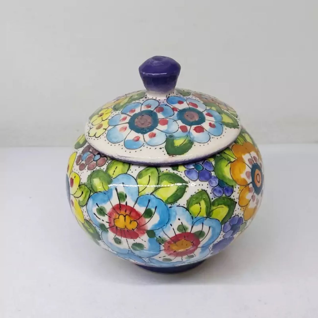 Unieke Keramische Suikerpot – Blauw met Perzisch Design