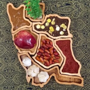 Unieke Houten Haft Seen Set – Iran Kaart Ontwerp (7-delig)