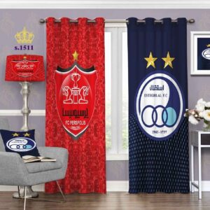 Fluwelen Jongens Slaapkamer Oogringen Gordijn – Twee Panelen, Esteghlal & Persepolis Team Sport Ontwerp