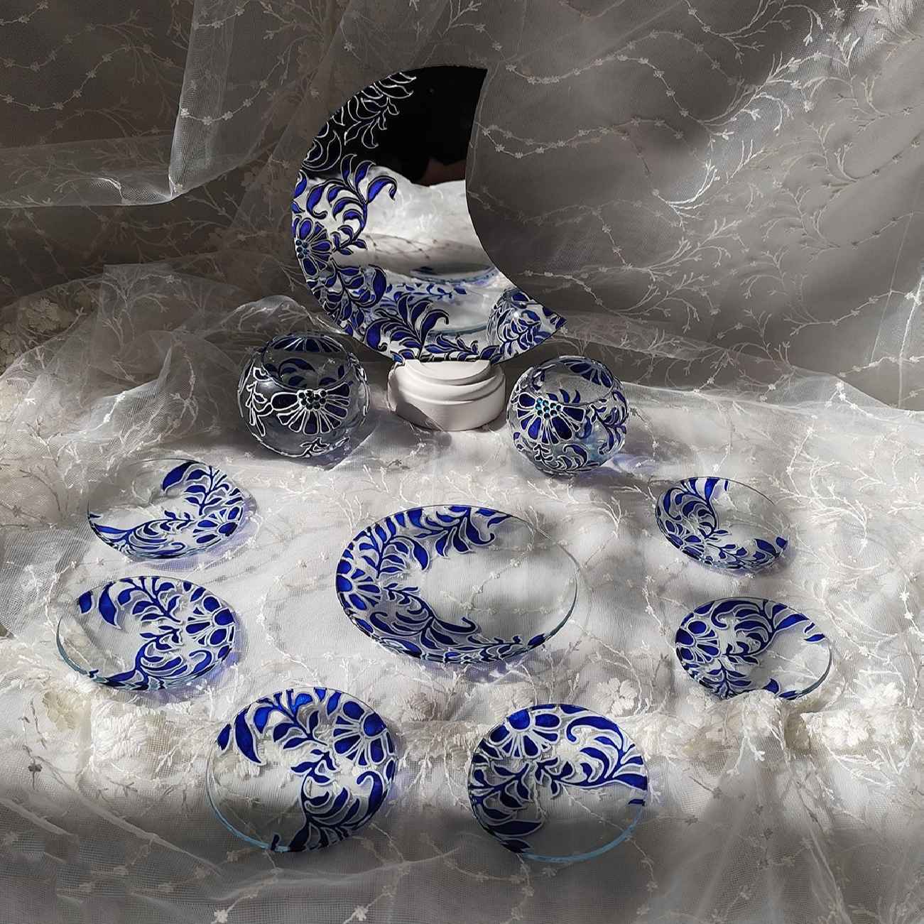 Vitarail Haft-seen Set Luxe – Blauw Bloemontwerp (9-delig)