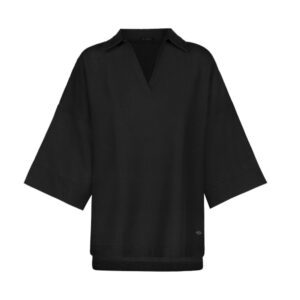 Damesblouse met Driekwartmouwen – Zwart Linnen