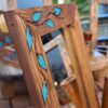 Houten Haft-sin Tafelversiering met Spiegel Blauw Blad