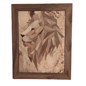 Houten Muurkunst met Leeuwontwerp