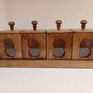 Houten Specerijenrek met 4 Transparante Doosjes