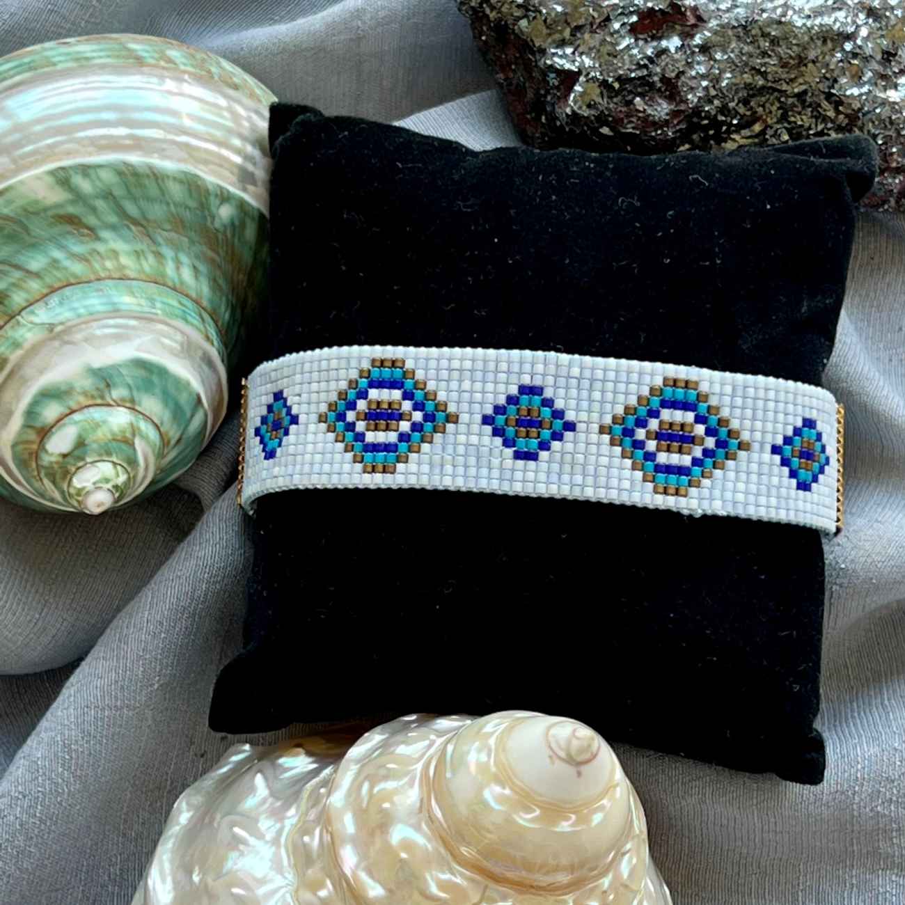 Geweven Stalen Kralenarmband voor Vrouwen – Boze Oog Patroon