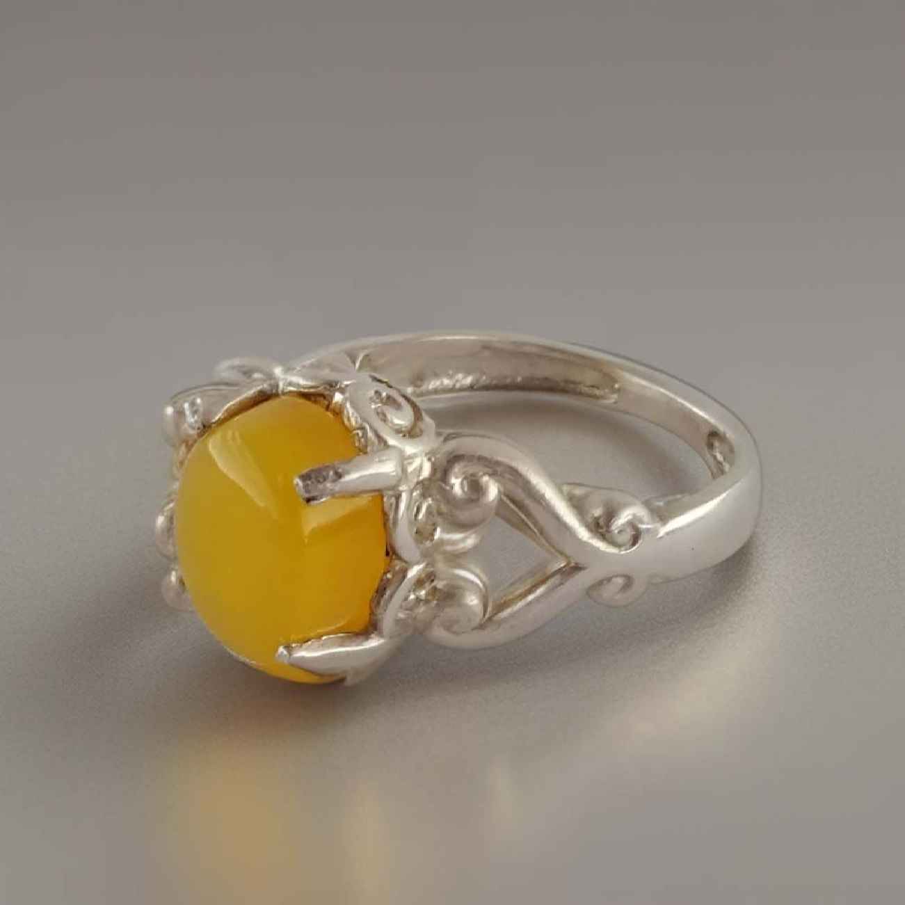 Gele Agaat Sharaf al-Shams Ring – Vier Klauwzetting