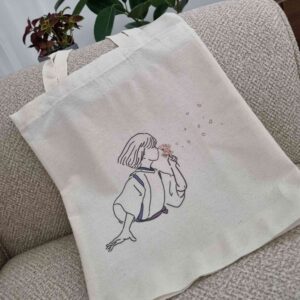 Herbruikbare Beige Canvas Shopper in Crème