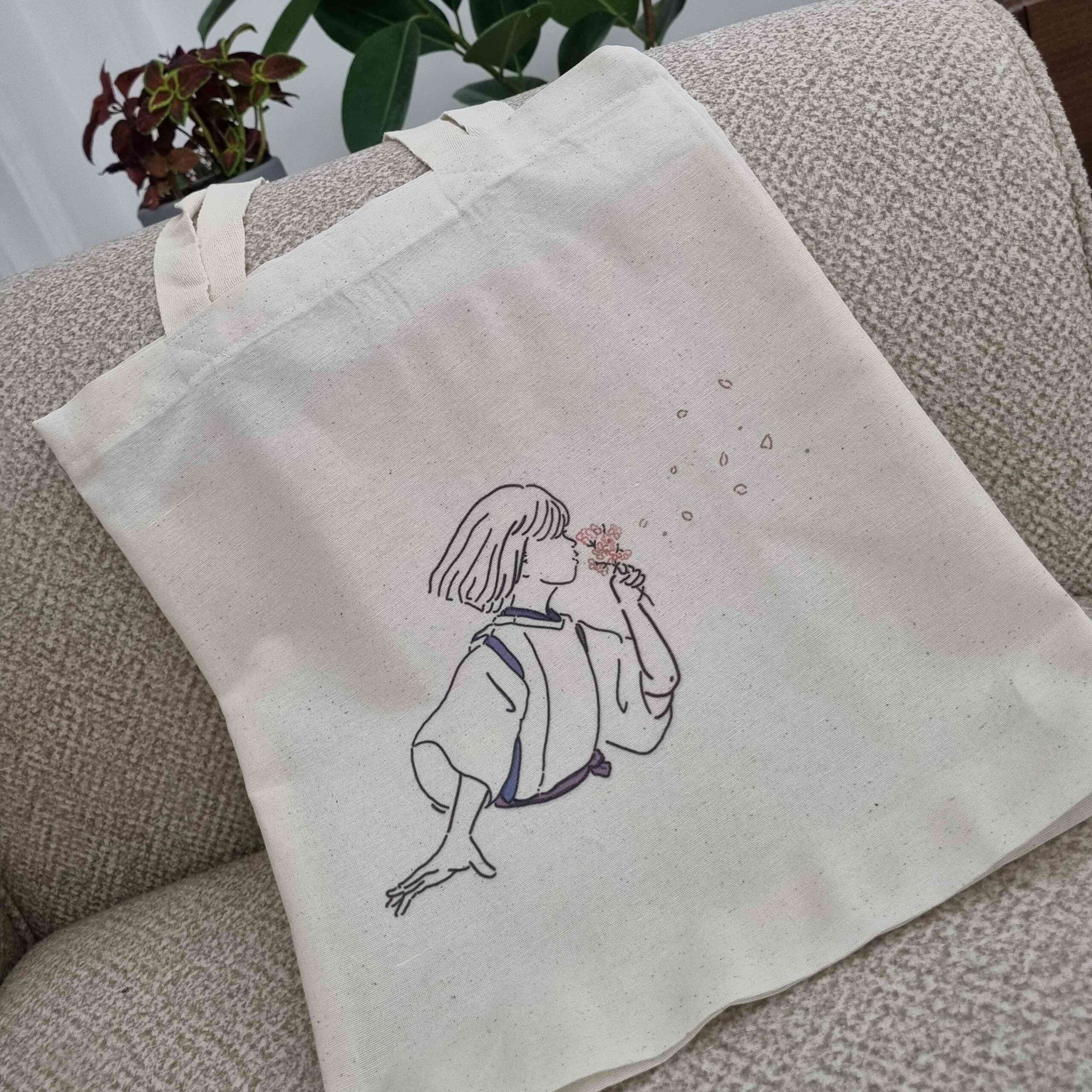 Herbruikbare Beige Canvas Shopper in Crème