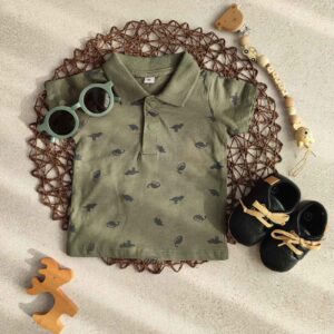 Baby T-shirt Groen met Brullende Dino Print