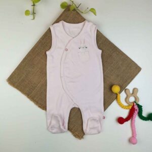Baby Meisje Mouwloze Jumpsuit met Konijn Zakje