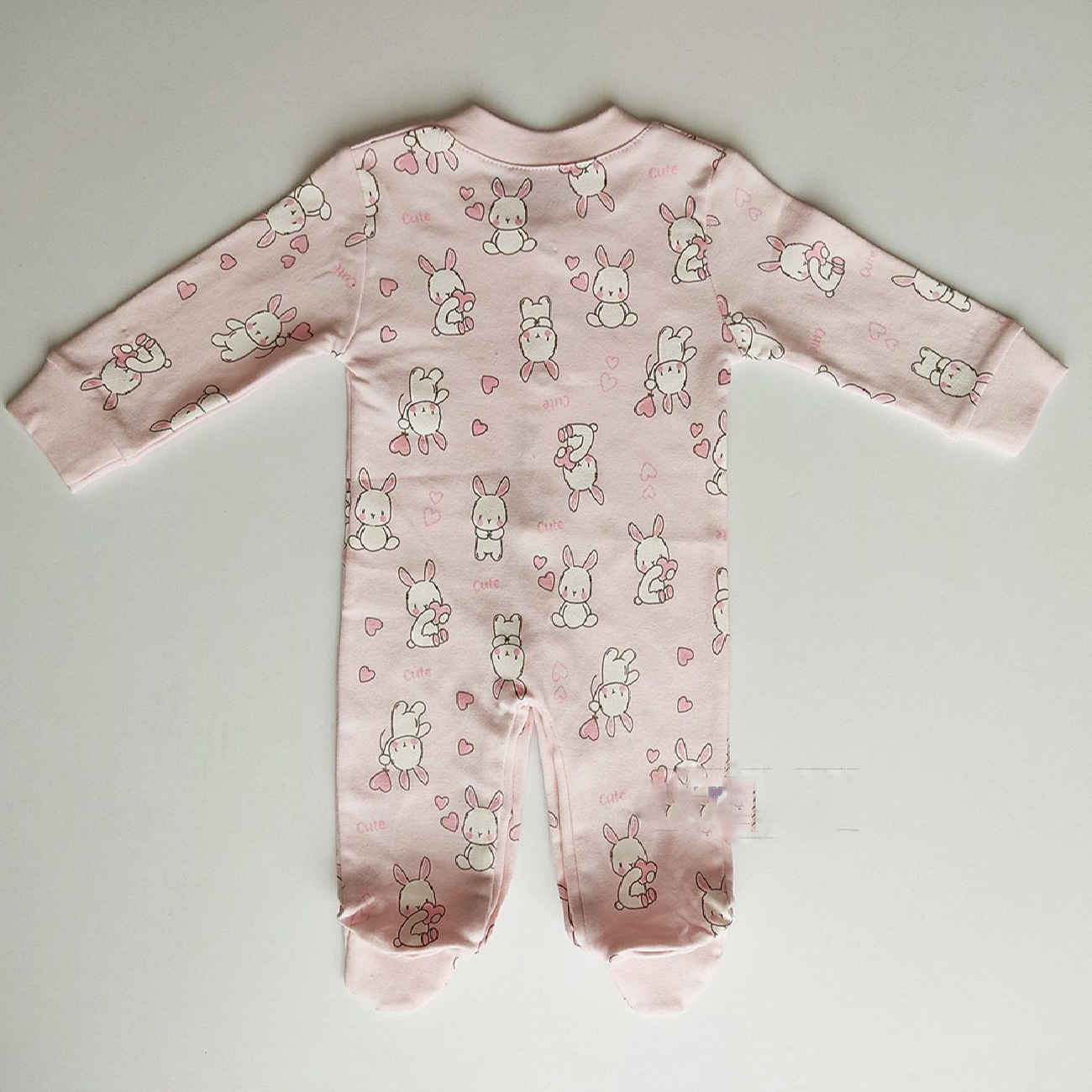 Baby Meisje Jumpsuit – Roze Konijn Patroon