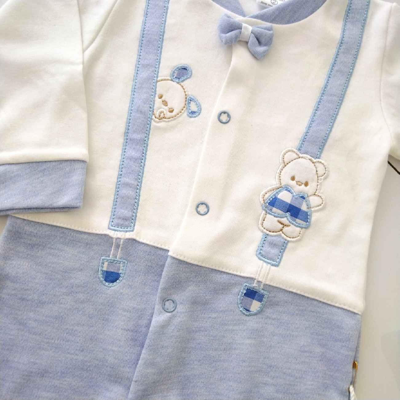 Baby Jumpsuit Lange Mouwen – Dapper Bunny Blauw