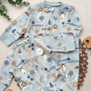 Baby Lange Mouw Jumpsuit – Blauwe Natuur