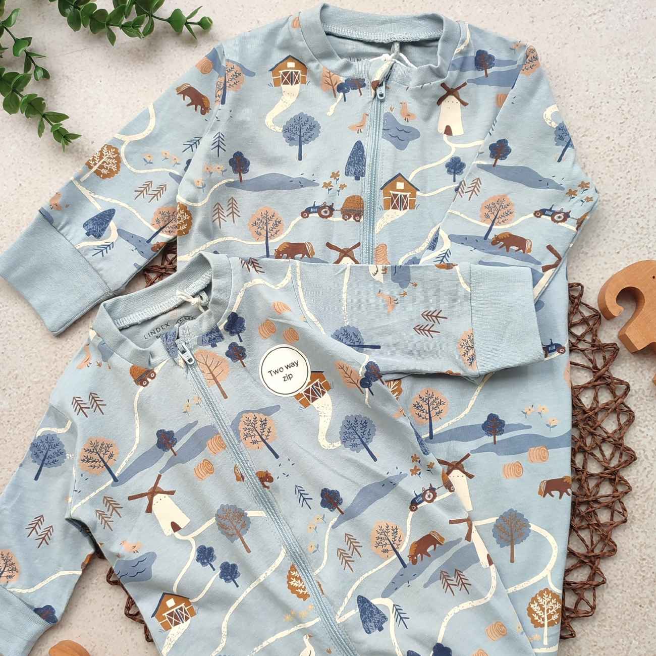 Baby Lange Mouw Jumpsuit – Blauwe Natuur