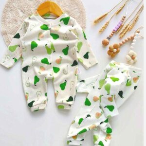 Baby Lange Mouw Jumpsuit – Wit Peer Patroon