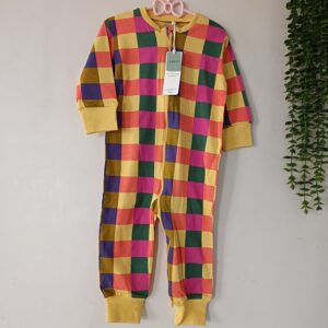 Baby Jumpsuit Lange Mouwen – Vibrant Squares Geel
