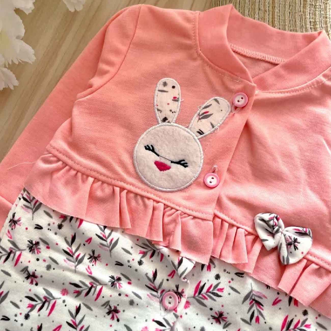 Baby Jumpsuit en Hoed Set – Koraal Bloemen