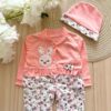 Baby Jumpsuit en Hoed Set – Koraal Bloemen