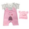 Baby Jumpsuit en Hoed Set – Roze Gestreept