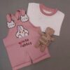 Baby T-shirt en Jumpsuit Set Roze Konijn
