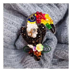 Handgemaakte Papegaai Broche – Art-Deco
