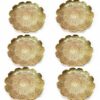 Gegraveerde Messing Onderzetters 6-pack – Traditioneel Iraans Bloemendesign met Elegantie