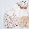 Baby slab bloemenprint met gehaakte kanten rand
