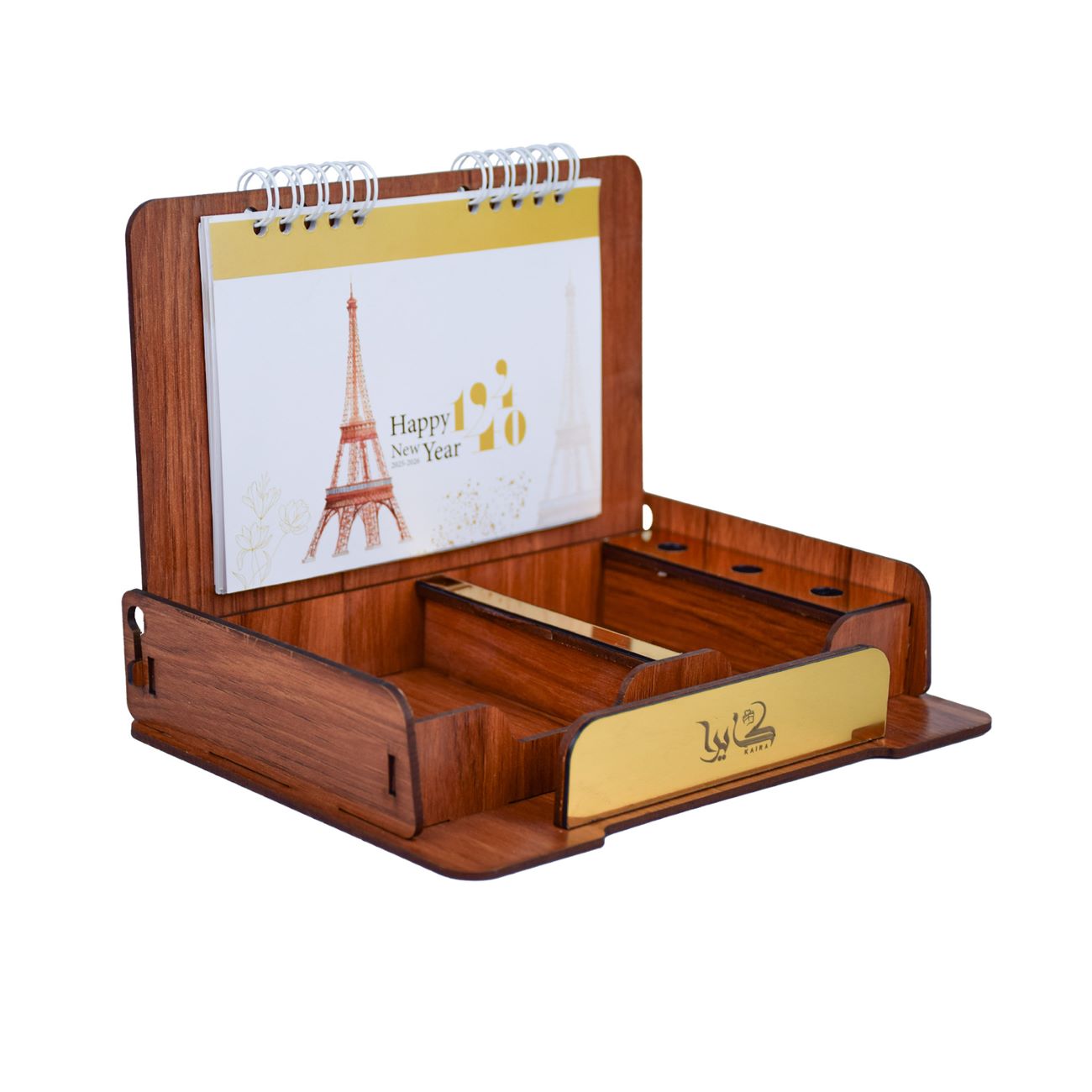 Bureaukalender voor het jaar 1404 met houten organizer