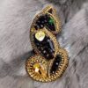 Geborduurde Broche – Kat Zwart