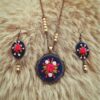 Geborduurd Sieradenset Donkerblauw – Inclusief Haarclips