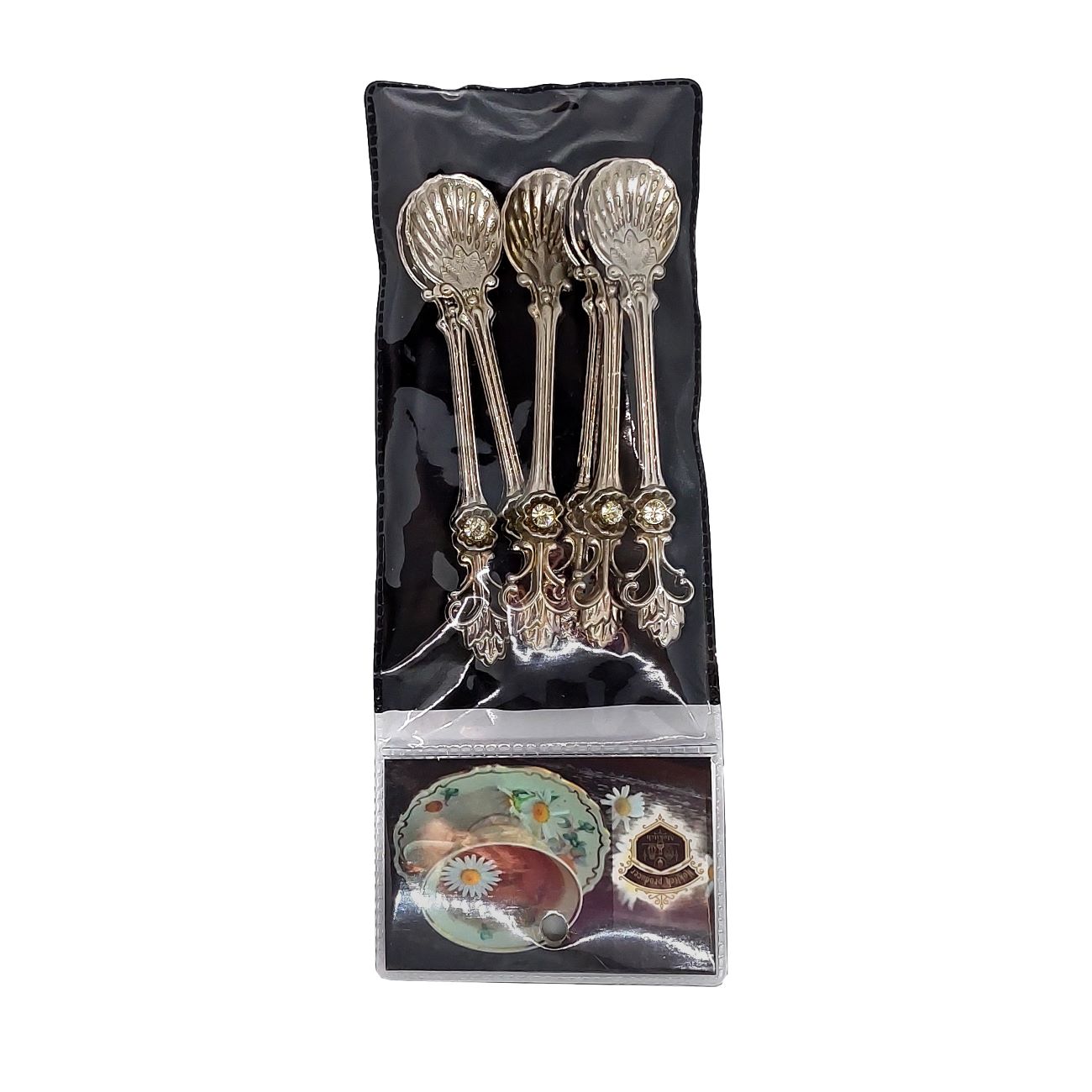 Theelepelset met Edelsteenontwerp – Elegante 6-delige Collectie voor Stijlvol Dineren