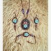 Handgemaakte geborduurde Armband, Oorbel en Ketting Set