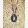 Handgemaakte geborduurde Armband, Oorbel en Ketting Set