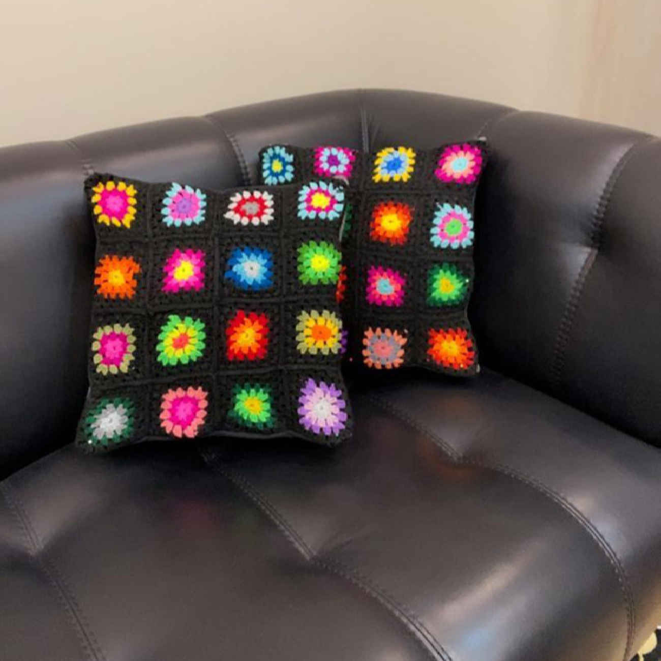 Handgeweven Gehaakte Kussenset – Bloemen (Set van 2)