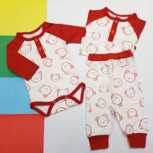 Baby Outfit Set Berengezicht Rood Katoen (2-delig)