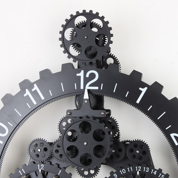 Mechanische Tandwiel Wandklok met Kalender – Zwart