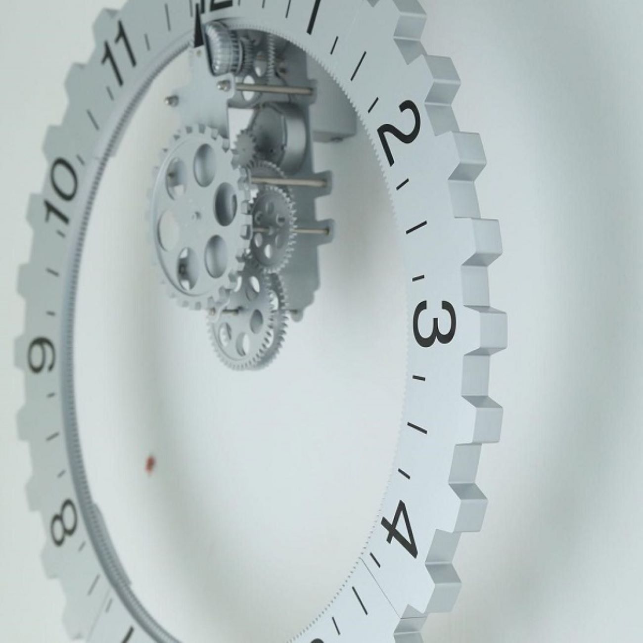 Mechanische Tandwiel Wandklok – Zilver (Rond)