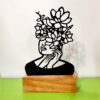 Minimalistische metalen kubistische vrouwengezichtsculptuur