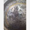 Perzisch Messing Dienblad - Zilver Tin-gecoat met Gedetailleerde Gravure