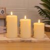 Pilaren LED Kaars Verschillende Hoogte Gegroefd Patroon (Set van 3)