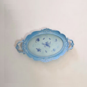 Polyresin Dienblad – Vlinder & Bloemenpatroon Sierlijk Blauw Frame