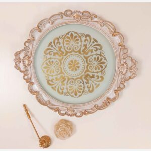 Polyresin Dienblad – Handgeschilderd Detail & Golvende Rand