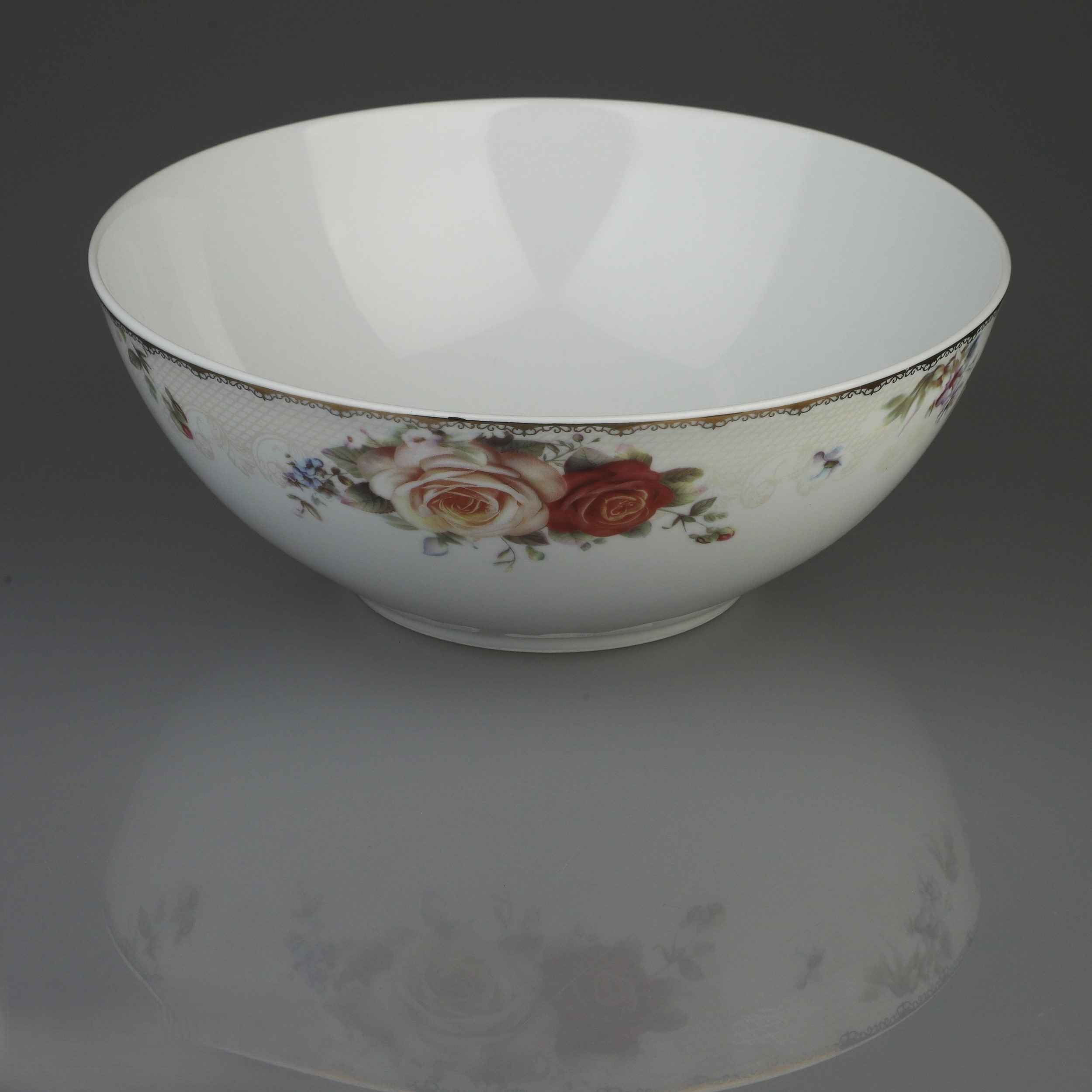 Porseleinen Kom Perfect voor Soep & Salade met Bloemenpatroon in Roze (Set van 2)