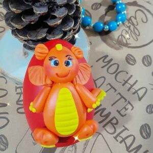 Oranje Draak Figuurtjes van Polymeerklei (Set van 2)