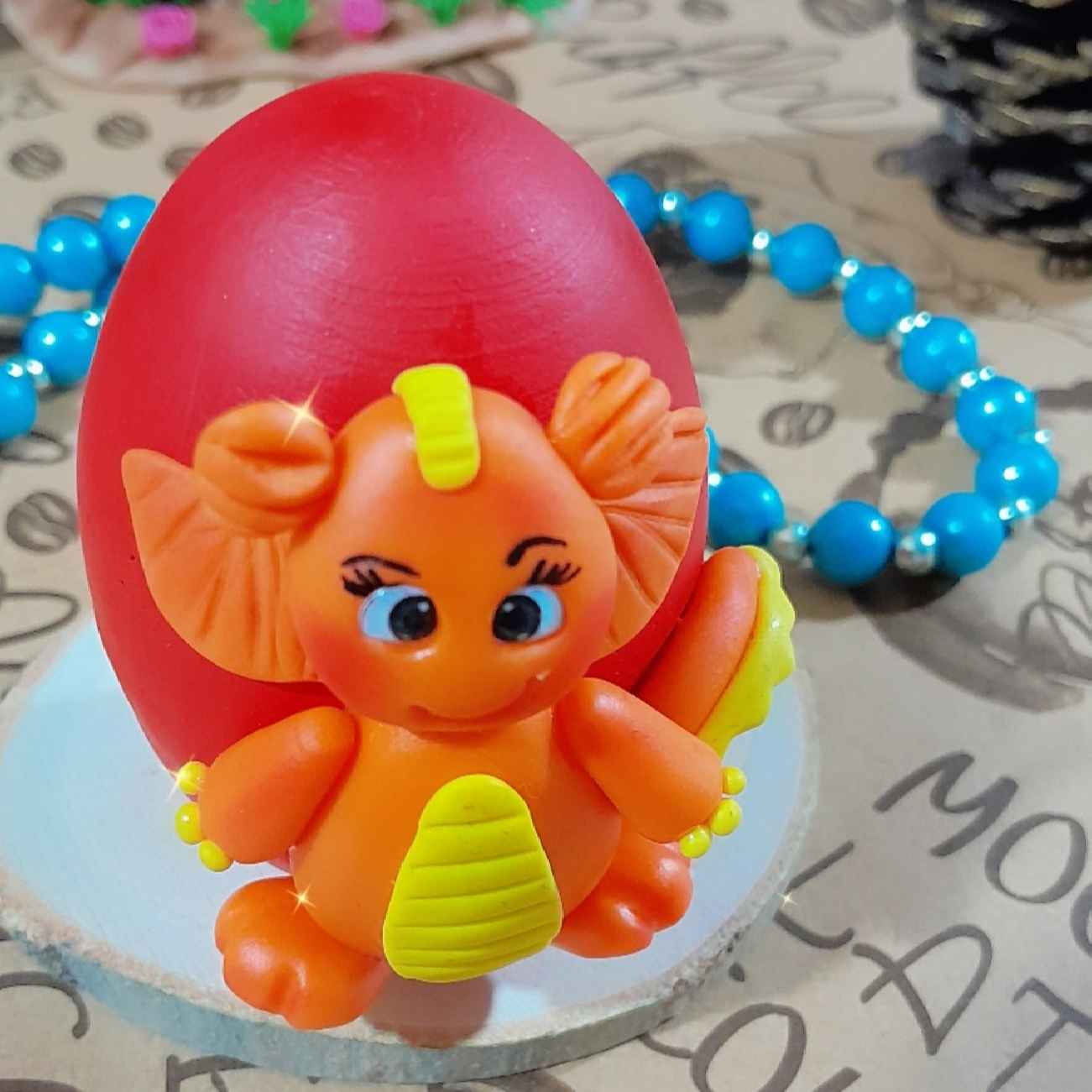 Oranje Draak Figuurtjes van Polymeerklei (Set van 2)
