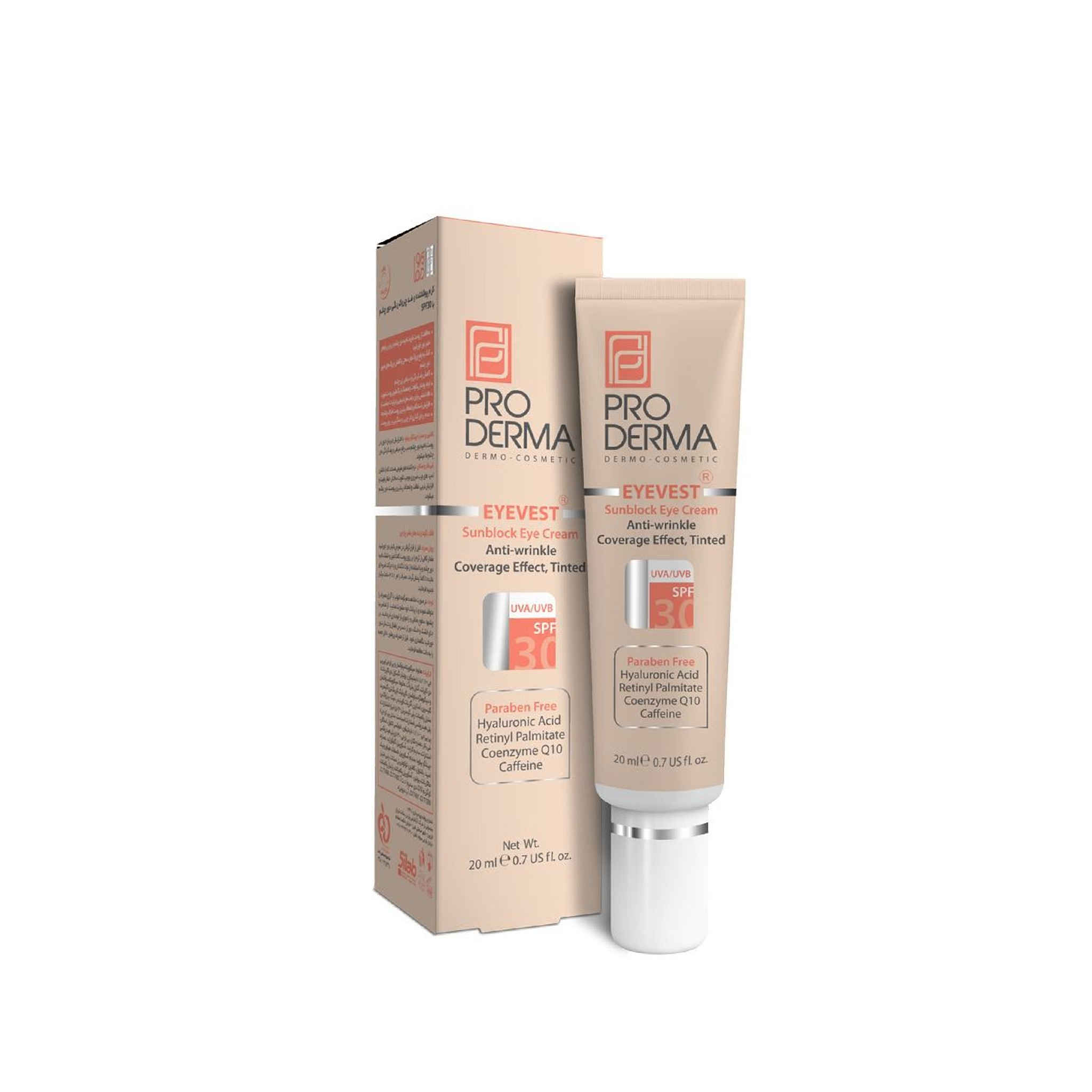 Proderma Eyevest Getinte Oogcrème – Anti-Rimpel, SPF 30, 20 ml