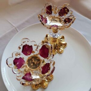 Hars Kaarshouder – Bloemen Hars Kaarshouder met Goudvlokken
