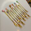 Gouden Serveervorkjes met Polymeerklei Topper – 11 Stuks