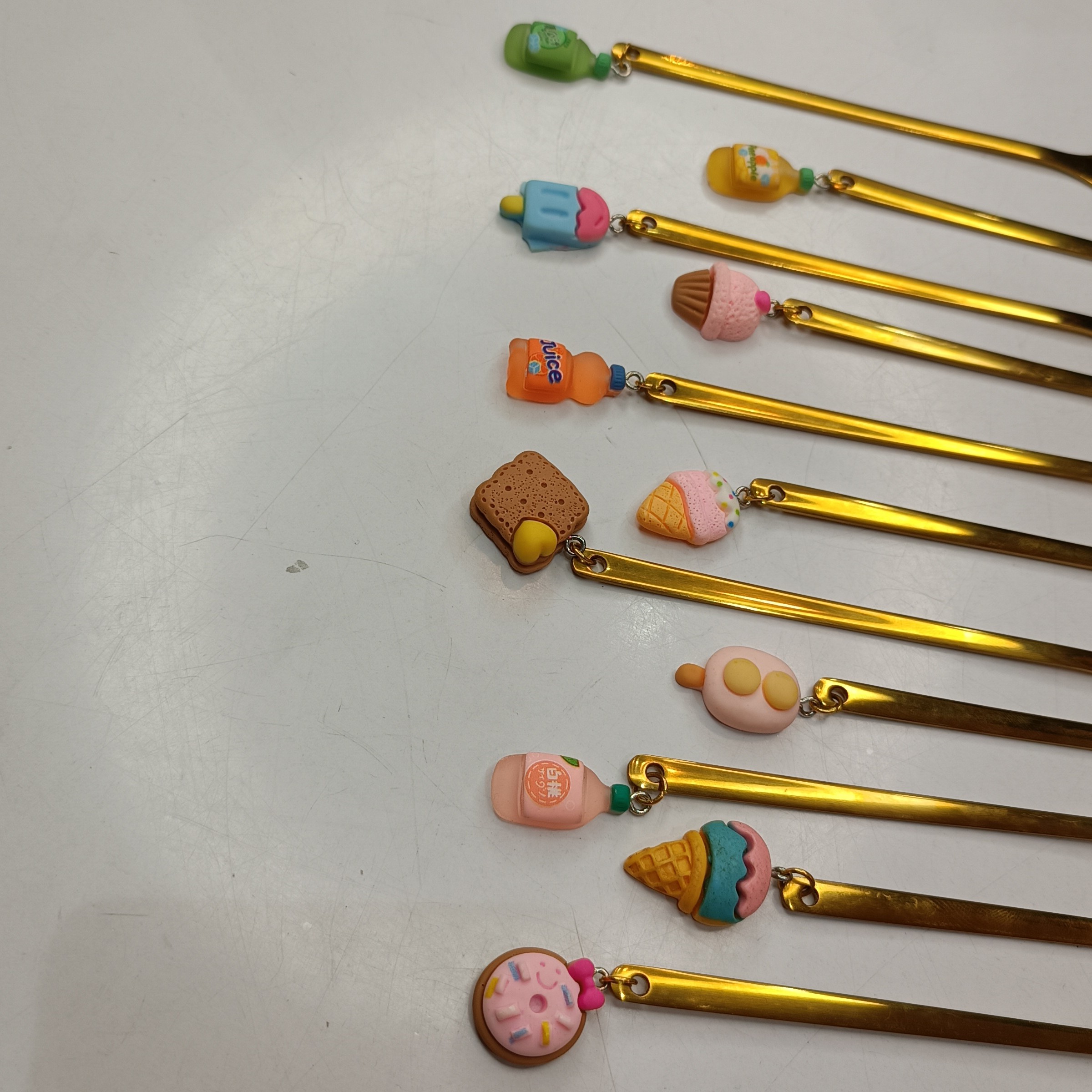 Gouden Serveervorkjes met Polymeerklei Topper – 11 Stuks