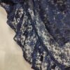 Elegante Navy Blauwe Sjaal – Kant met Bloemenpatroon